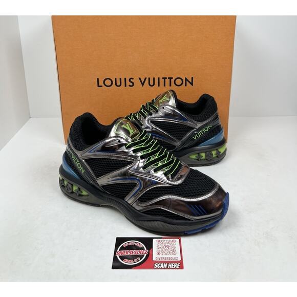 Size 6.5LV/7.5US - Louis Vuitton LV Trail Patent Leather Sneakers🖤 Retail $1.2K